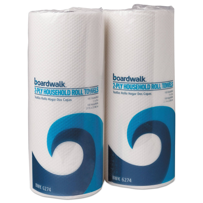Boardwalk Household Perforated Paper Towel Rolls, 2-Ply, 9 X 11, White, 100/Roll, 30 Rolls/Carton - BWK6277 - TotalRestroom.com