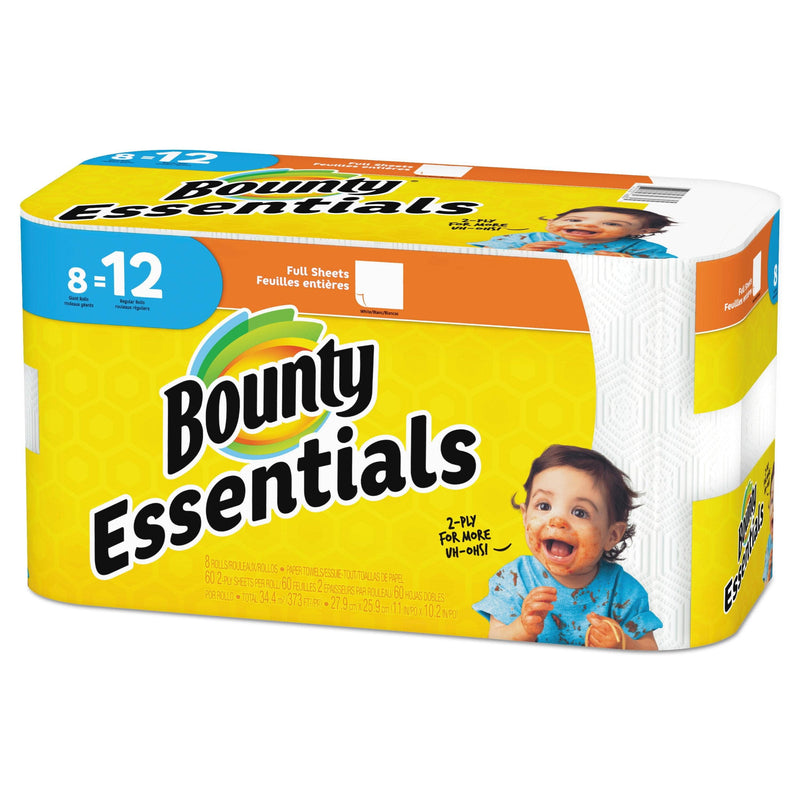 Bounty Essentials Paper Towels, 2-Ply, 60 Sheets/Roll, 8 Rolls/Carton - PGC74680