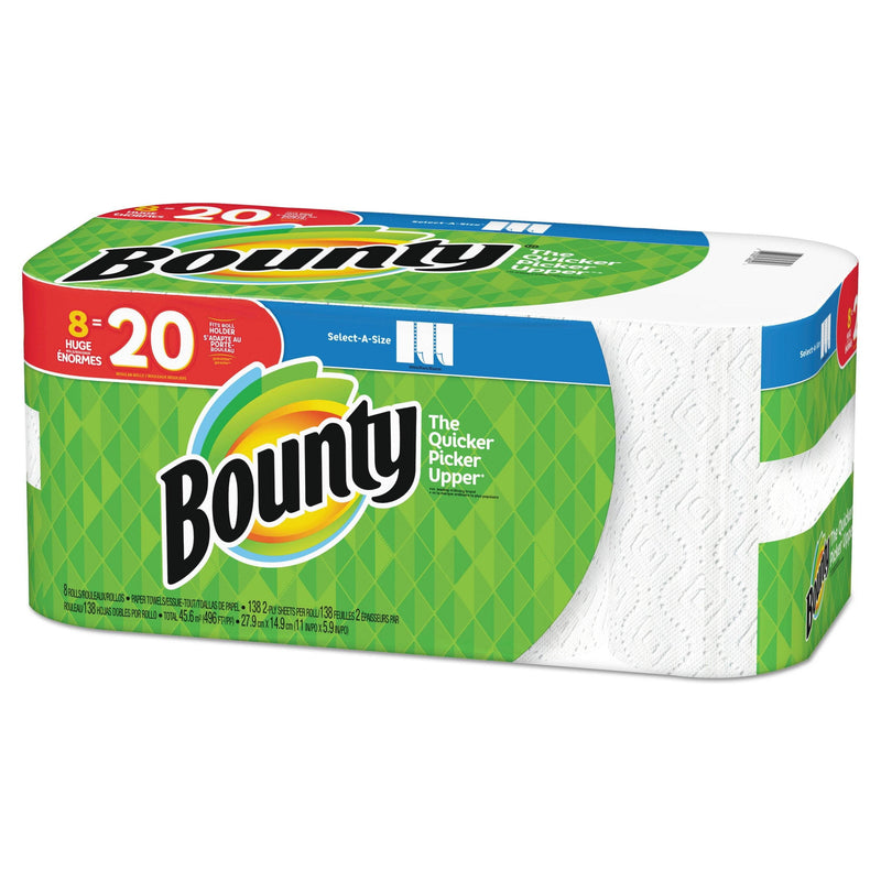 Bounty Select-A-Size Paper Towels, 2-Ply, White, 5.9 X 11, 138 Sheets/Roll, 8 Rolls/Pk - PGC74800 - TotalRestroom.com