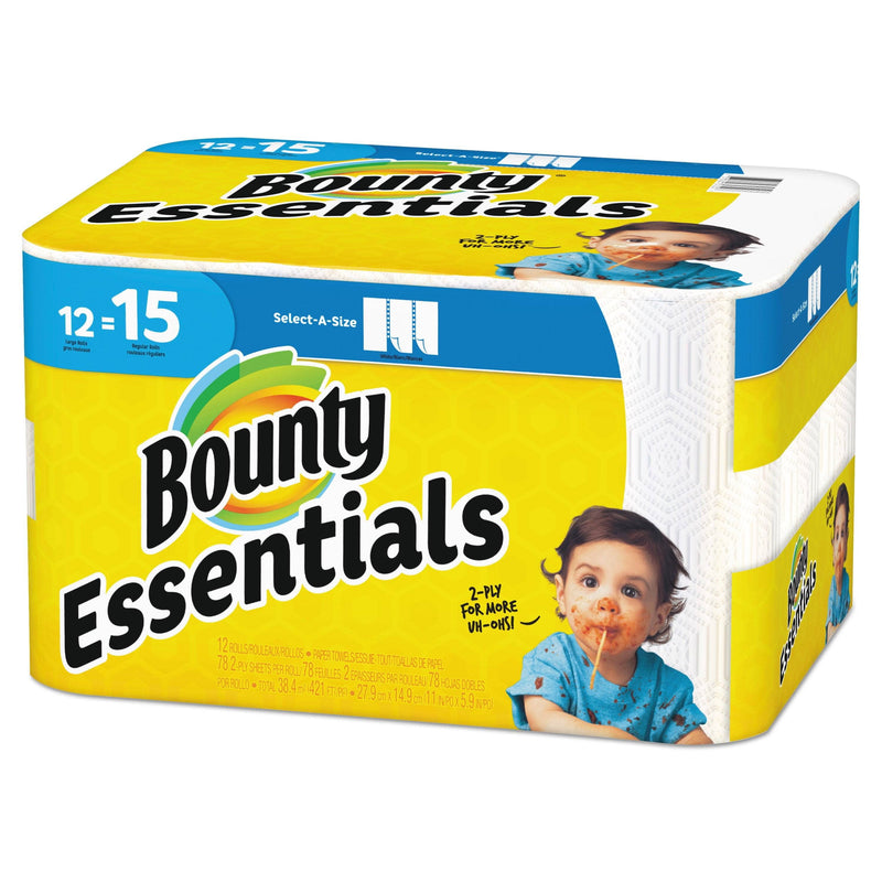 Bounty Essentials Select-A-Size Paper Towels, 2-Ply, 78 Sheets/Roll, 12 Rolls/Carton - PGC75720 - TotalRestroom.com