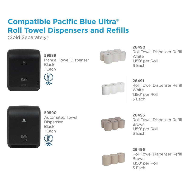 Georgia Pacific Pacific Blue Ultra Paper Towel Dispenser, Manual, 12.9 X 9 X 16.8, Black - GPC59589 - TotalRestroom.com