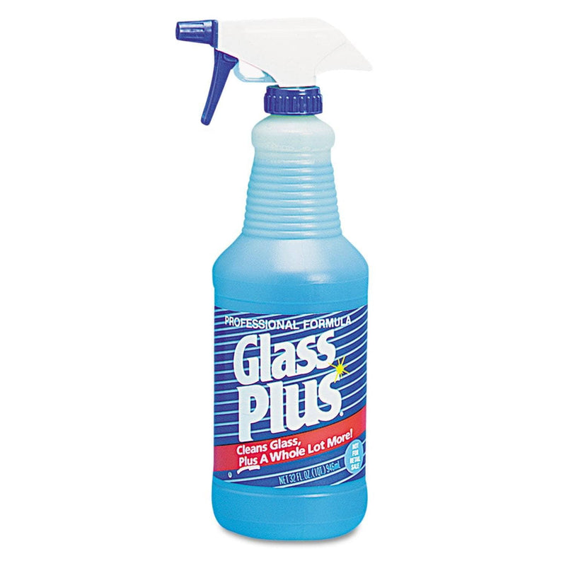 Glass Plus Glass Cleaner, 32Oz Spray Bottle, 12/Carton - DVO94378CT - TotalRestroom.com