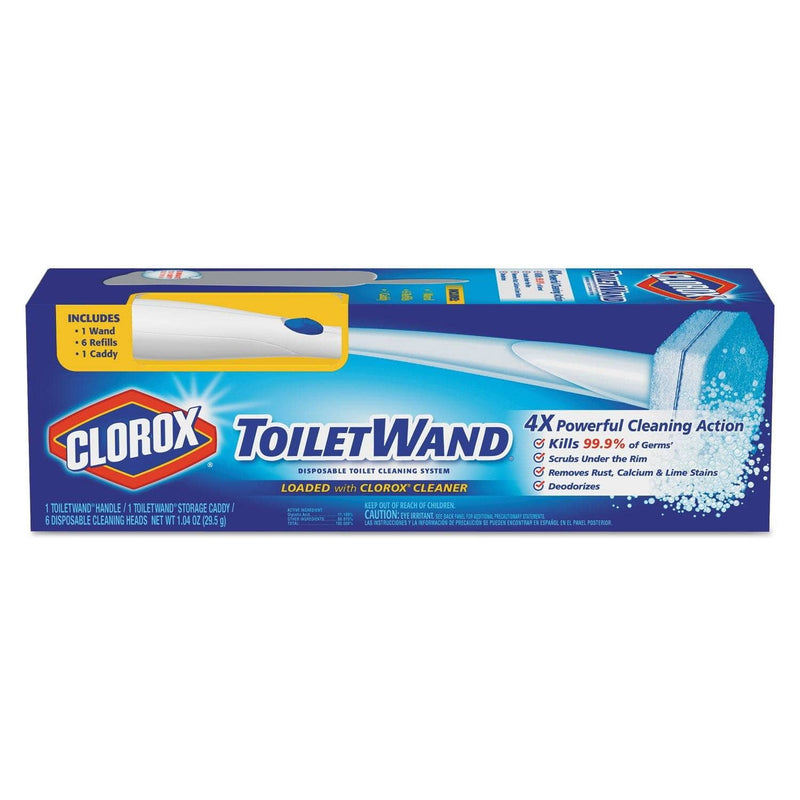 Clorox Toilet Wand Disposable Toilet Cleaning Kit: Handle, Caddy & Refills, White - CLO03191 - TotalRestroom.com