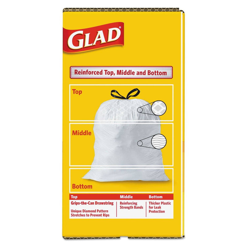 Glad Tall Kitchen Drawstring Trash Bags, 13 Gal, 0.95 Mil, 24 X