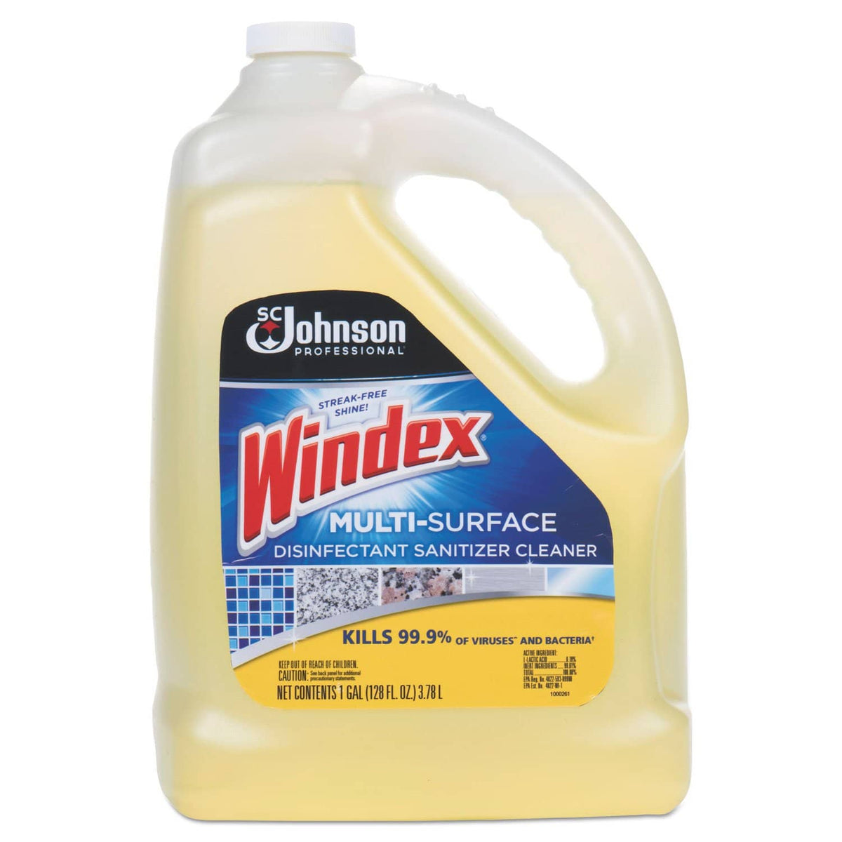 Windex Multi-Surface Disinfectant Cleaner, Citrus, 1 Gal Bottle, 4