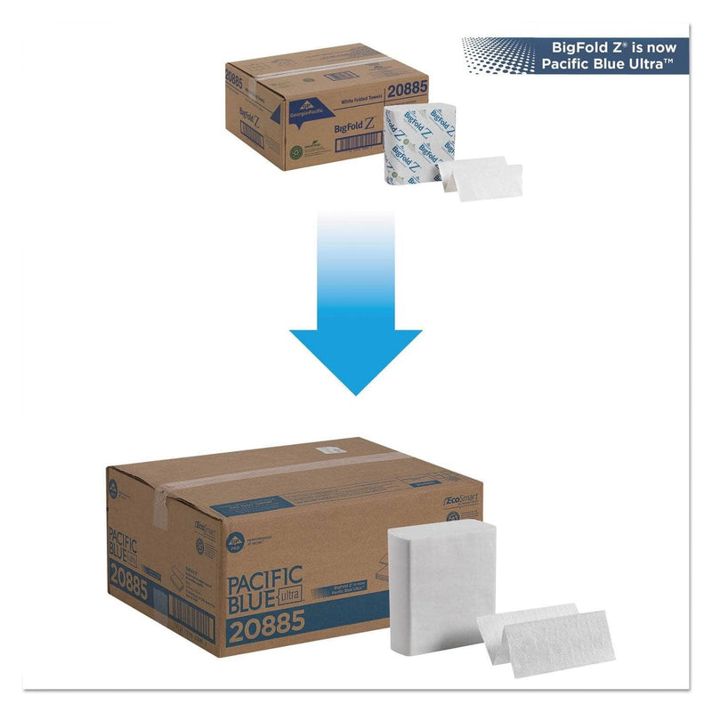 Georgia Pacific Pacific Blue Ultra Z-Fold Folded Paper Towels, 8 X 11, White, 260/Pack, 10 Pk/Ct - GPC20885 - TotalRestroom.com
