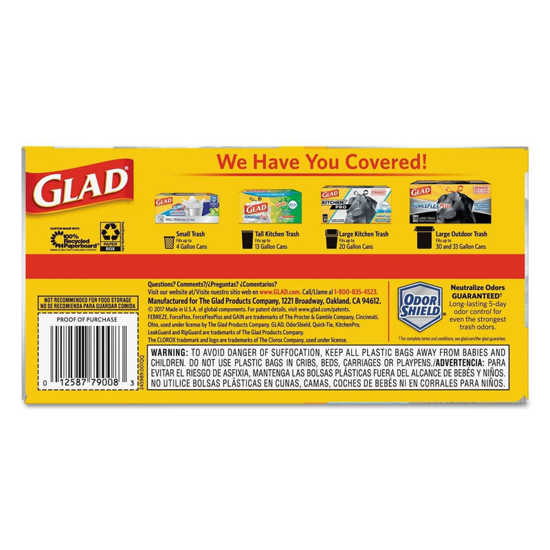 Glad Tall Kitchen Drawstring Trash Bags, 13 Gal, 0.72 Mil, 23.75" X 24.88", White, 240/Carton - CLO79008 - TotalRestroom.com