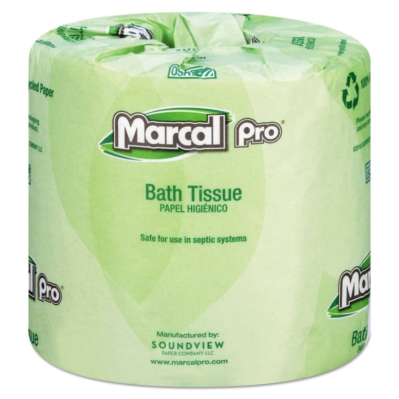 Marcal 100% Recycled Bathroom Tissue, Septic Safe, 2-Ply, White, 242 Sheets/Roll, 48 Rolls/Carton - MRC3001 - TotalRestroom.com