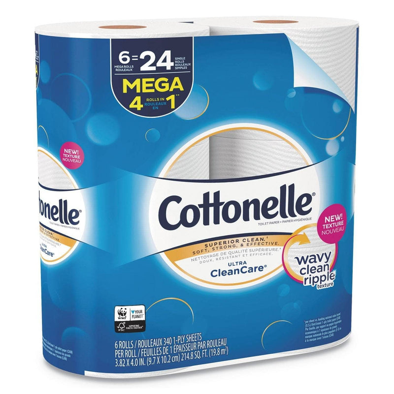 Cottonelle Ultra Cleancare Toilet Paper, Strong Tissue, Septic Safe, 1-Ply, White, 340 Sheets/Roll, 6 Rolls/Pack, 6 Packs/Carton - KCC47747  2.00% Off Auto renew - TotalRestroom.com