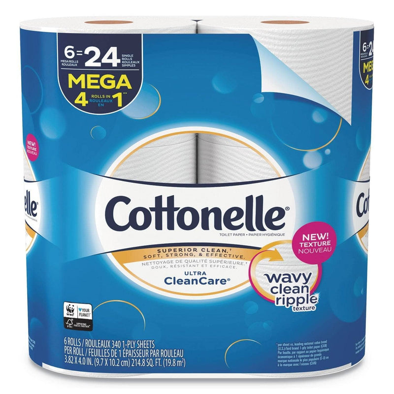 Cottonelle Ultra Cleancare Toilet Paper, Strong Tissue, Septic Safe, 1-Ply, White, 340 Sheets/Roll, 6 Rolls/Pack, 6 Packs/Carton - KCC47747  2.00% Off Auto renew - TotalRestroom.com