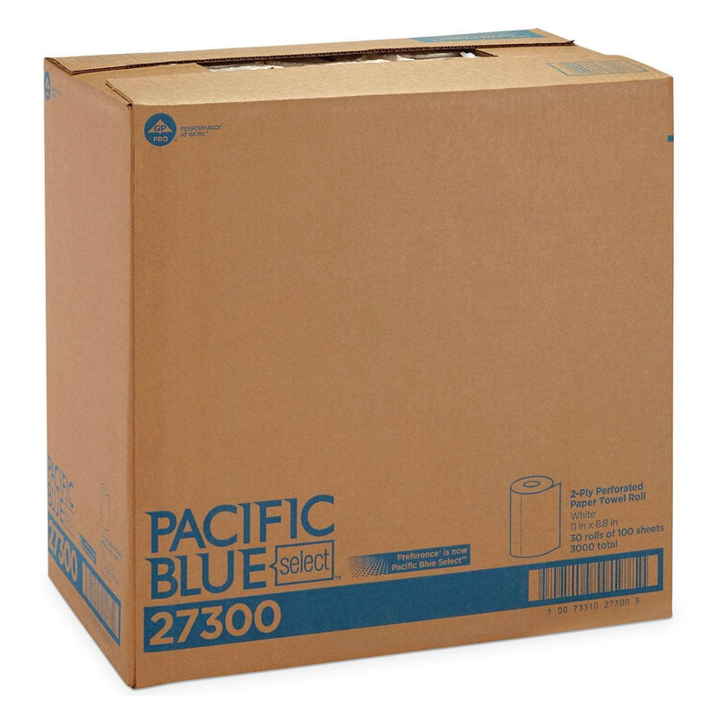 Georgia Pacific Pacific Blue Select Perforated Paper Towel, 8 4/5X11, White, 100/Roll, 30 Rl/Ct - GPC27300 - TotalRestroom.com