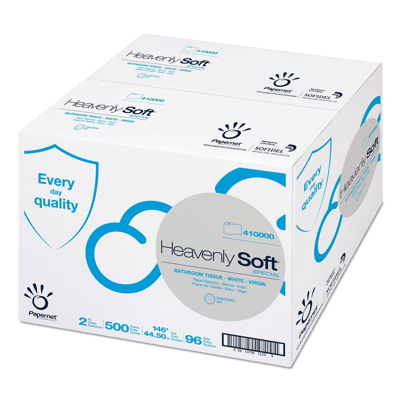 Papernet Heavenly Soft Toilet Paper, Septic Safe, 2-Ply, White, 5" X 146 Ft, 500 Sheets/Roll, 96 Rolls/Carton - SOD410000 - TotalRestroom.com