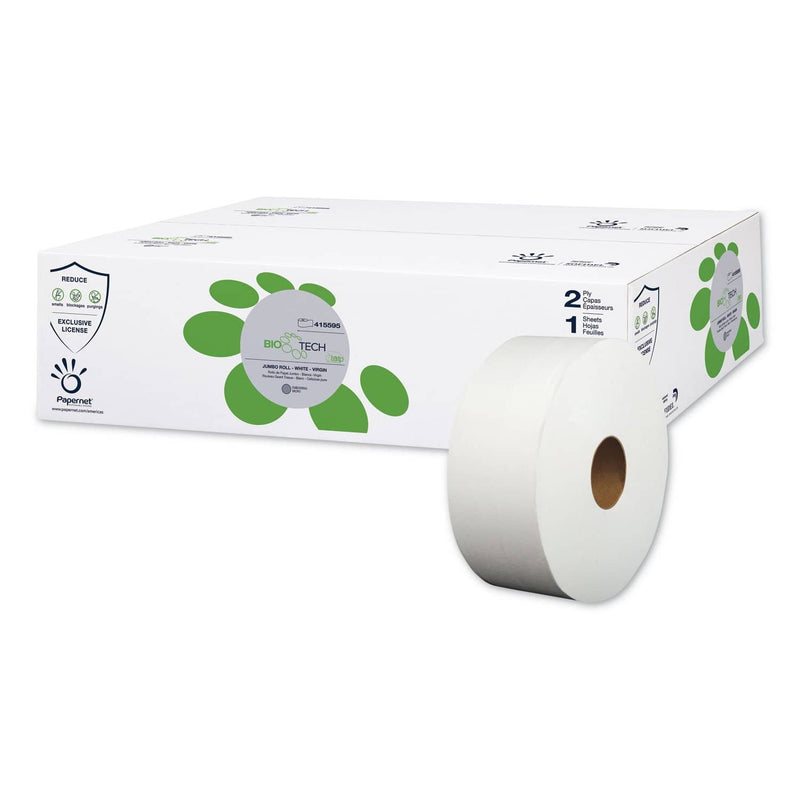 Papernet Biotech Toilet Paper, Septic Safe, 2-Ply, White, 3.3" X 700 Ft, 12 Rolls/Carton - SOD415594 - TotalRestroom.com