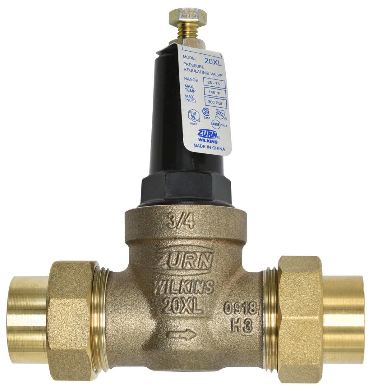 Zurn 34-20XLDU 3/4" 20XL Pressure Reducing Valve, Double Union FNPT x FNPT