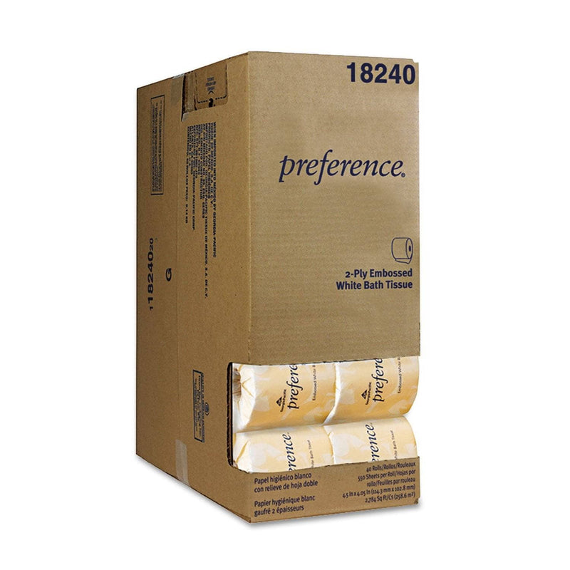 Georgia Pacific Two-Ply Embossed Bath Tissue, Dispenser Box, Septic Safe, White, 550 Sheets/Roll, 40 Rolls/Carton - GPC1824001 - TotalRestroom.com