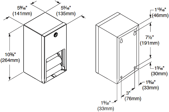 Bradley 5402-00 Commercial Toilet Paper Dispenser, Surface-Mounted, Stainless Steel w/ Satin Finish - TotalRestroom.com