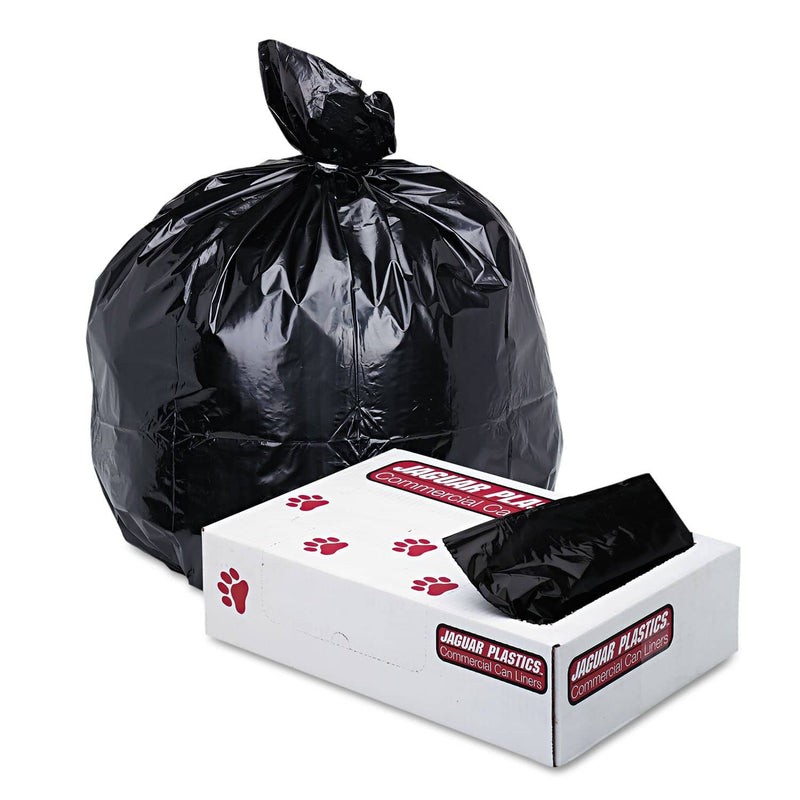 Jaguar Industrial Strength Low-Density Commercial Can Liners, 33 Gal, 1.7 Mil, 33" X 39", Black, 150/Carton - JAGG3339HBL - TotalRestroom.com