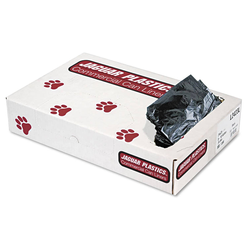 Jaguar Industrial Strength Low-Density Commercial Can Liners, 10 Gal, 0.35 Mil, 24" X 23", Black, 500/Carton - JAGL2423L - TotalRestroom.com