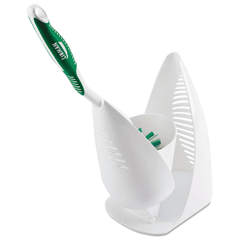 Libman Premium Angled Toilet Bowl Brush And Caddy, Green/White, 4/Carton - LBN1022CT - TotalRestroom.com