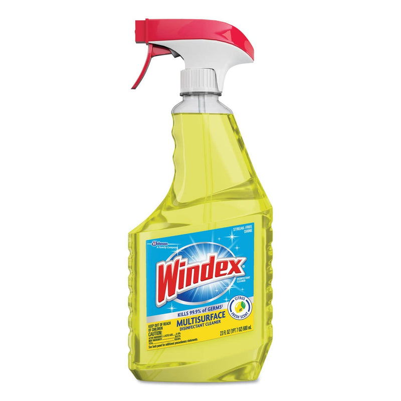 Windex Multi-Surface Disinfectant Cleaner, Lemon Scent, 23 Oz Spray Bottle - SJN305498EA - TotalRestroom.com