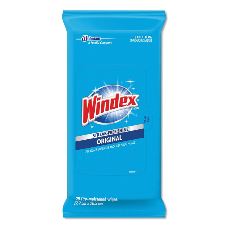 Windex Glass & Surface Wet Wipe, Cloth, 7 X 10, 28/Pack - SJN642513 - TotalRestroom.com