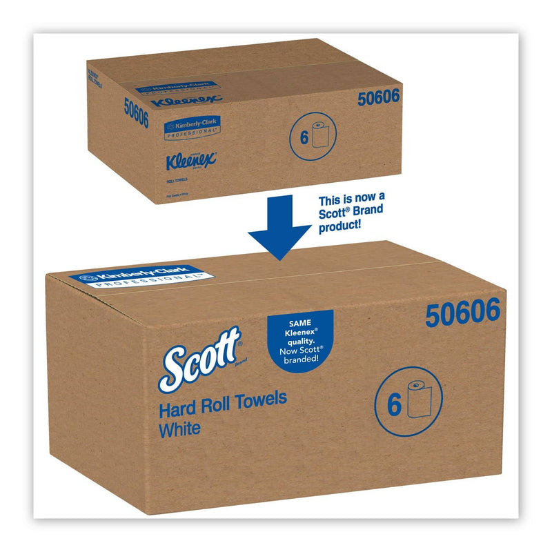 Scott Essential Plus Hard Roll Towels, 1.5" Core, 8" X 425 Ft, White, 12 Rolls/Carton - KCC01080 - TotalRestroom.com