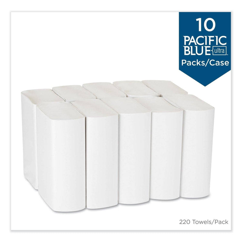 Georgia Pacific Pacific Blue Ultra Folded Paper Towels, 10 1/5X10 4/5,White, 220/Pack, 10 Pks/Ct - GPC20887 - TotalRestroom.com