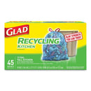 Glad Tall Kitchen Blue Recycling Bags, 13 Gal, 0.9 Mil, 27.38" X 24", Translucent Blue, 45/Box - CLO78542BX - TotalRestroom.com