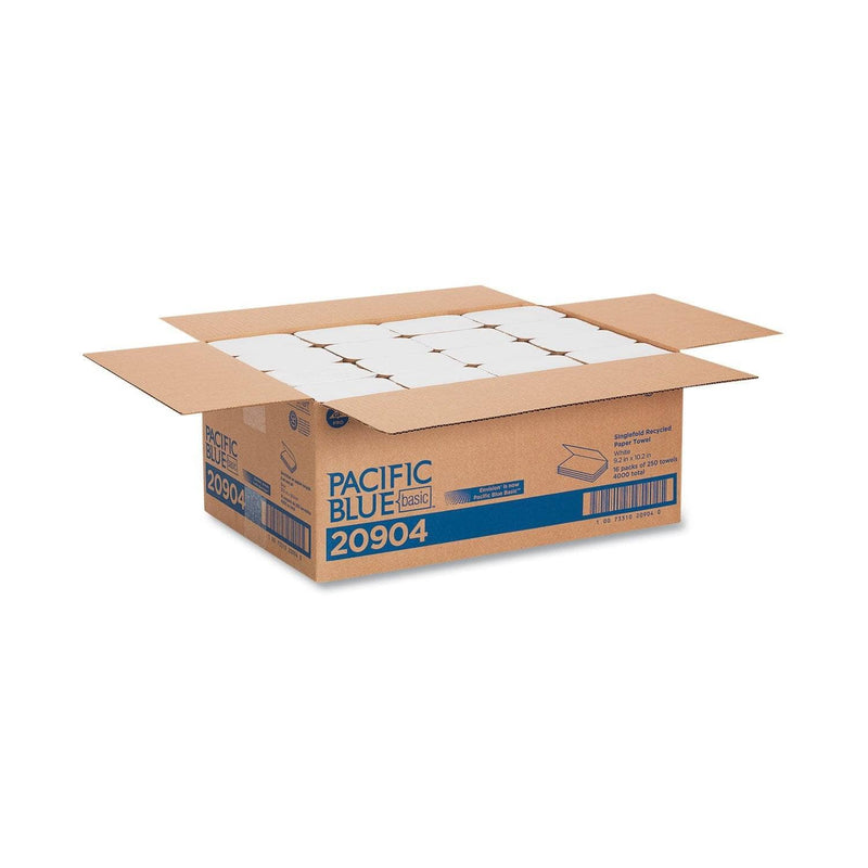 Georgia Pacific Pacific Blue Basic S-Fold Paper Towels, 10 1/4X9 1/4, White, 250/Pack, 16 Pk/Ct - GPC20904 - TotalRestroom.com