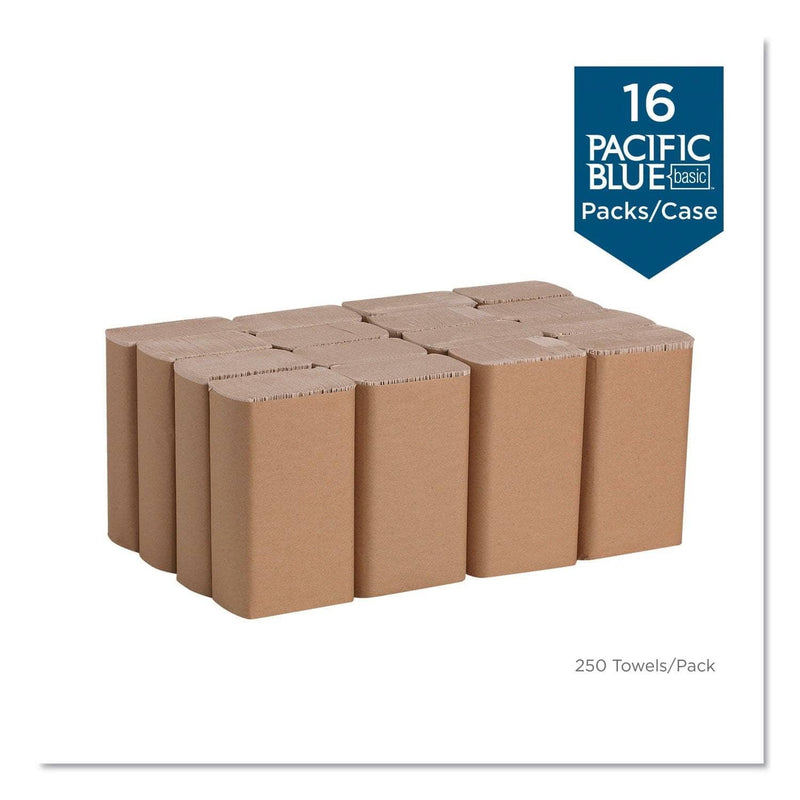 Georgia Pacific Pacific Blue Basic M-Fold Paper Towels, 9.2 X 9.4, Brown, 250/Pack, 16 Packs/Carton - GPC23304 - TotalRestroom.com