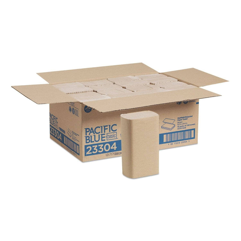 Georgia Pacific Pacific Blue Basic M-Fold Paper Towels, 9.2 X 9.4, Brown, 250/Pack, 16 Packs/Carton - GPC23304 - TotalRestroom.com