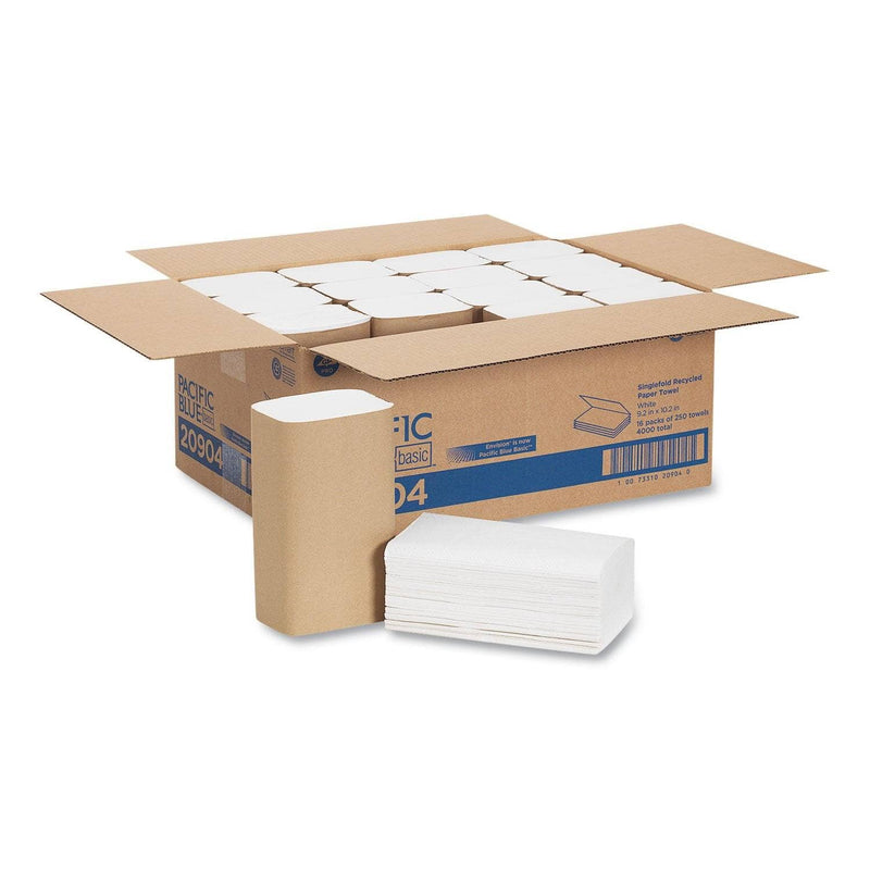 Georgia Pacific Pacific Blue Basic S-Fold Paper Towels, 10 1/4X9 1/4, White, 250/Pack, 16 Pk/Ct - GPC20904 - TotalRestroom.com