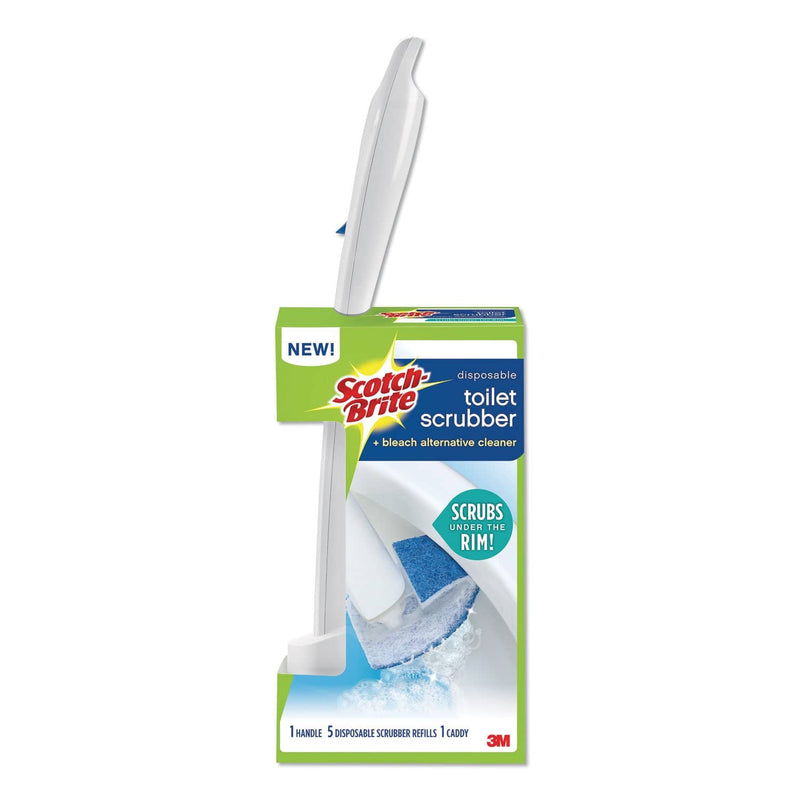 Scotch-Brite Toilet Scrubber Starter Kit, 1 Handle And 5 Scrubbers - MMM558SK4NP - TotalRestroom.com