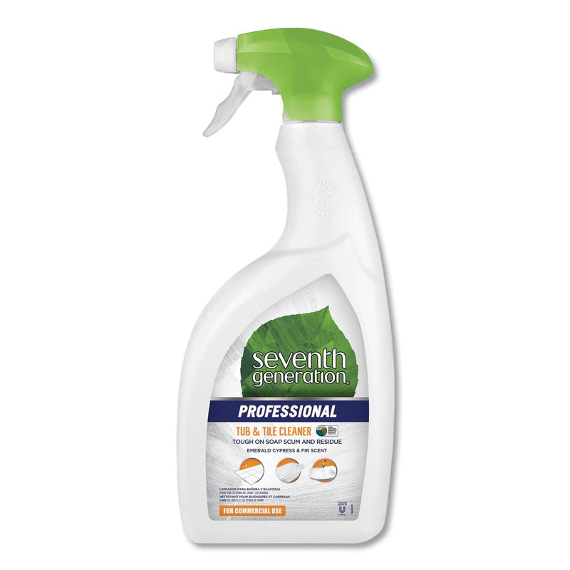 Seventh Generation Professional Tub And Tile Cleaner, Emerald Cypress And Fir, 32 Oz Spray Bottle, 8/Carton - SEV44728CT - TotalRestroom.com