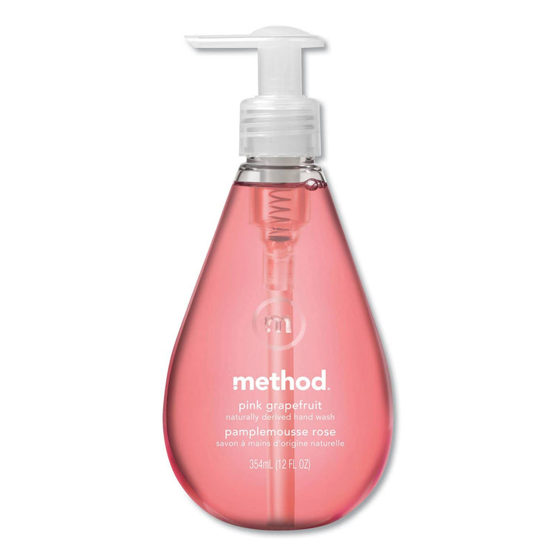 Method Gel Hand Wash, Pink Grapefruit, 12 Oz Pump Bottle, 6/Carton - MTH00039CT