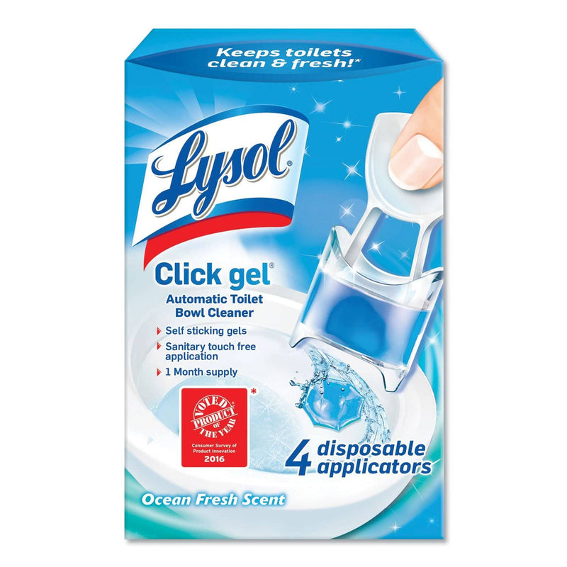 Lysol Click Gel Automatic Toilet Bowl Cleaner, Ocean Fresh, 0.68 Oz, 4/Box - RAC92918 - TotalRestroom.com