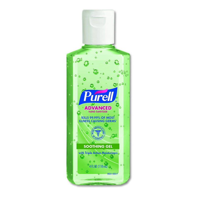 Purell Advanced Hand Sanitizer Soothing Gel, Fresh Scent With Aloe And Vitamin E, Flip-Cap Bottle, 4 Oz - GOJ9631EA - TotalRestroom.com