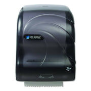 San Jamar Simplicity Mechanical Roll Dispenser, 12 3/8 X 9 1/2 X 14 5/8, Translucent Black - SJMT7490TBK - TotalRestroom.com