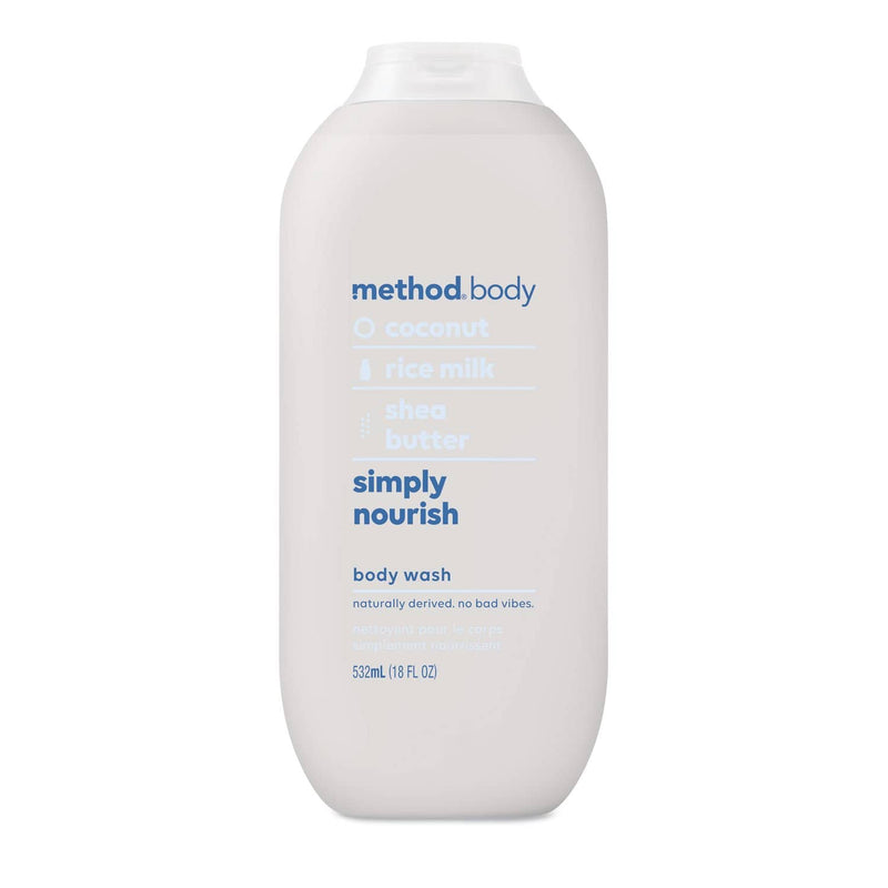 Method Womens Body Wash, 18 Oz, Coconut/Rice Milk/Shea Butter, 6/Carton - MTH01857