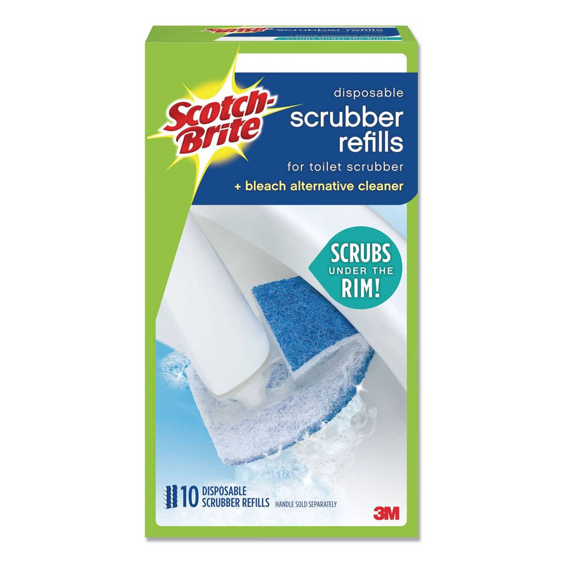 Scotch-Brite Disposable Toilet Scrubber Refill, Blue/White, 10/Pack - MMM558RF - TotalRestroom.com