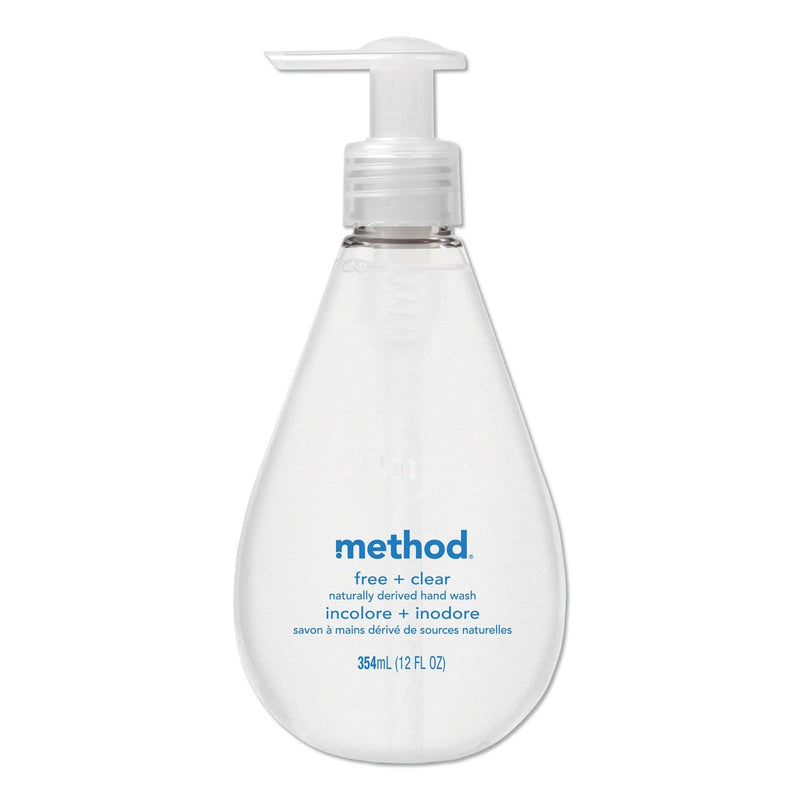 Method Gel Hand Wash, Fragrance-Free, 12 Oz Pump Bottle, 6/Carton - MTH01943 - TotalRestroom.com