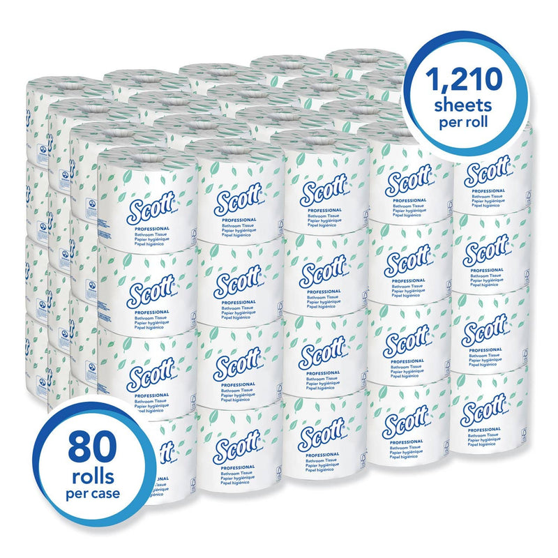 Scott Essential Standard Roll Bathroom Tissue, Septic Safe, 1-Ply, White, 1210 Sheets/Roll, 80 Rolls/Carton - KCC05102CT - TotalRestroom.com