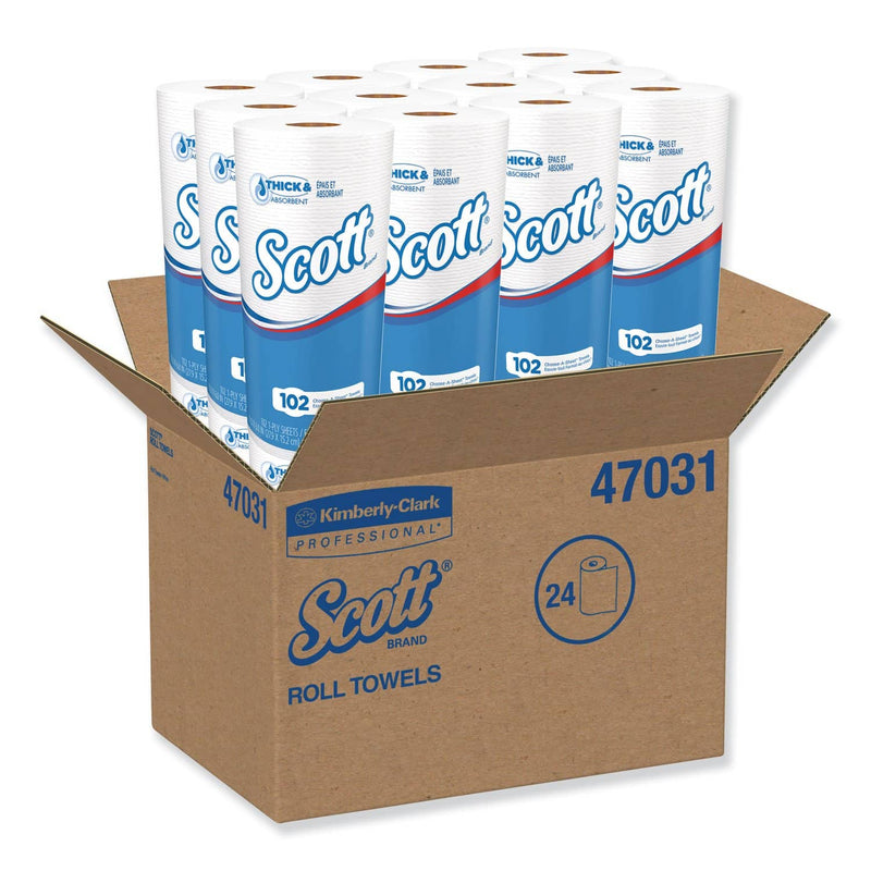 Scott Choose-A-Sheet Mega Roll Paper Towels, 1-Ply, White, 102/Roll, 24/Carton - KCC47031 - TotalRestroom.com