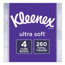 Kleenex Ultra Soft Facial Tissue, 3-Ply, White, 8.75 X 4.5, 65 Sheets/Box, 4 Boxes/Pack - KCC50173 - TotalRestroom.com