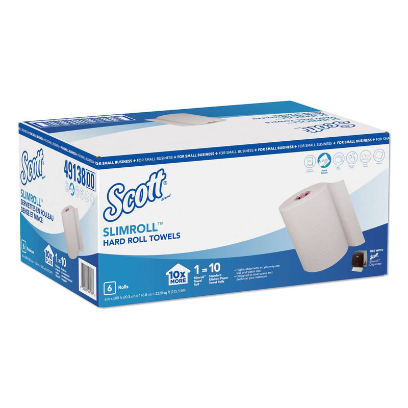 Scott Control Slimroll Towels, 8" X 580 Ft, White/Pink Core,Small Business, 6 Rolls/Ct - KCC49138 - TotalRestroom.com