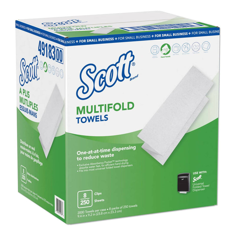Scott Multi-Fold Paper Towels, 9.2 X 9.4, White, 250/Pack, 8 Packs/Carton - KCC49183 - TotalRestroom.com