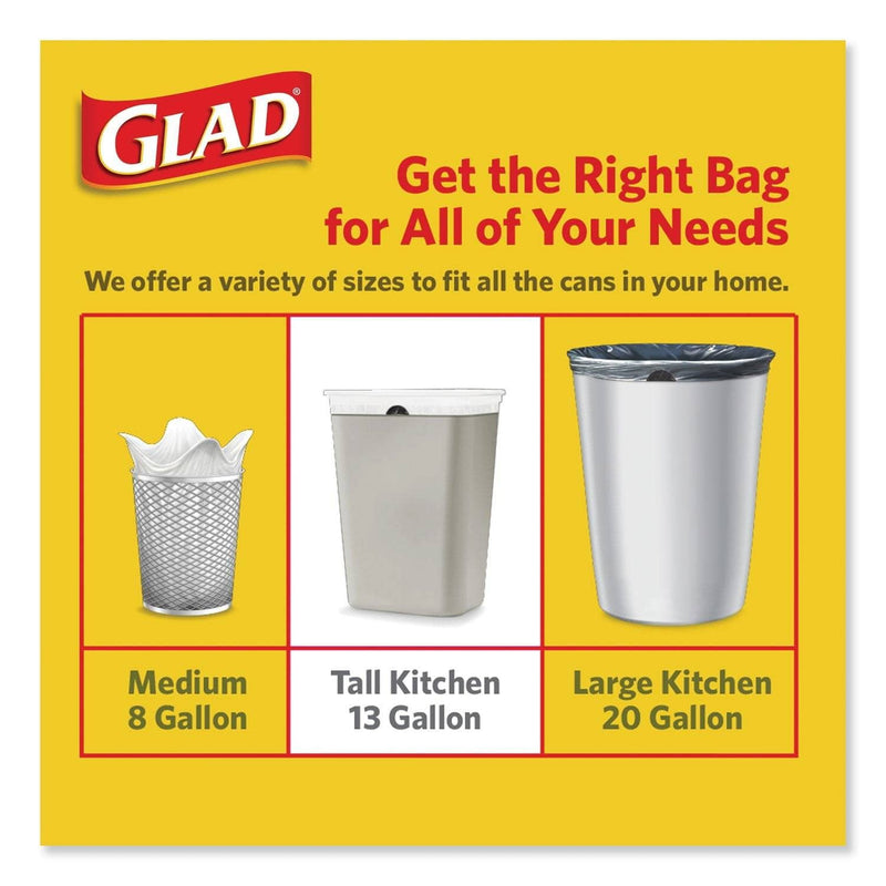 Glad Odorshield Tall Kitchen Drawstring Bags, 13 Gal, 0.95 Mil, 24 X  27.38, White, 240/Carton - CLO78899