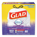 Glad Odorshield Tall Kitchen Drawstring Bags, 13 Gal, 0.95 Mil, 24" X 27.38", White, 80/Box - CLO78902BX - TotalRestroom.com