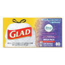 Glad Odorshield Tall Kitchen Drawstring Bags, 13 Gal, 0.95 Mil, 24" X 27.38", White, 80/Box - CLO78902BX - TotalRestroom.com