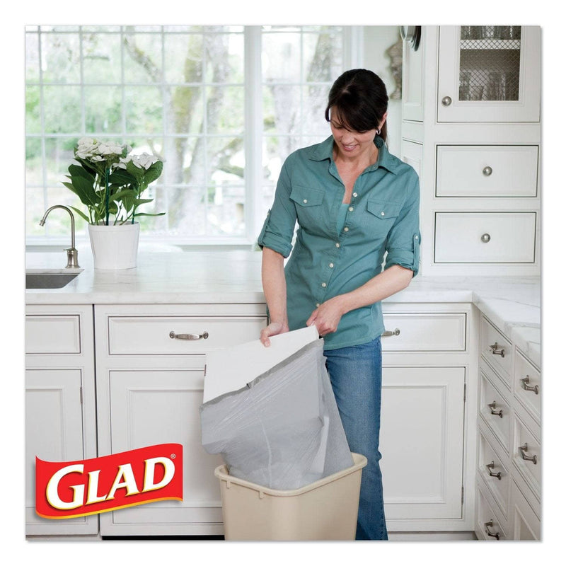 Glad Odorshield Tall Kitchen Drawstring Bags, 13 Gal, 0.95 Mil, 24" X 27.38", White, 80/Box - CLO78899BX - TotalRestroom.com